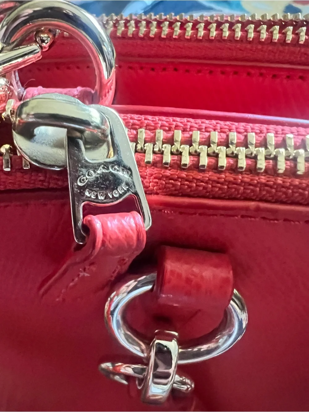 Coach coral Leather Satchel with Top Handles and Shoulder Strap